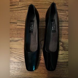 Stuart Weitzman Square Toe Patent Leather Pump Heels Black Size 7